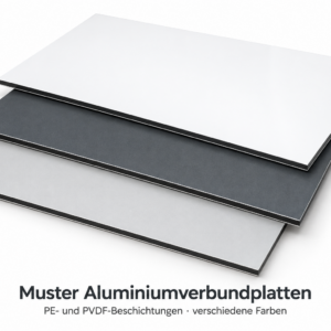 Muster von Aluminiumverbundplatten in verschiedenen Farben mit PE- und PVDF-Beschichtung